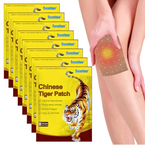WANDGU 80 pièces patch de soulagement de la douleur : lot de 10 patchs de soulagement de la soreness tigre, pansements chinois infrarouges lointains, patchs traditionnels pour douleurs au cou, genoux