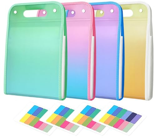 Cartelle di archivio colorato, cartelle organizzative di documenti estensibili, 4 pezzi Portadocumenti con 13 tasche per forniture scolastiche a casa, studente universitario,