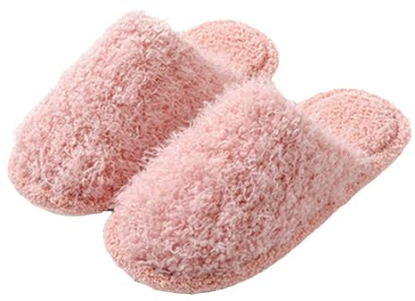 Generisch Pantoufles d'hiver pour femme - Mules en tissu éponge - Chaussons moelleux - Fermés à l'avant - Chaussons d'intérieur douillets - Couleur unie, Rose, 38 EU