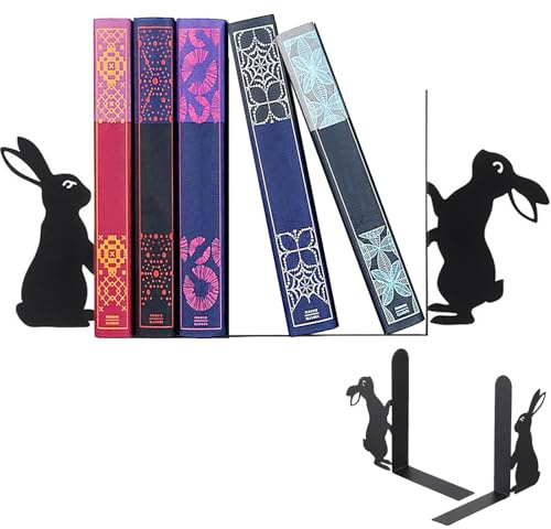 LUKIUP 1 Paires Lapin Serre Livres en Métal, Lapin Livre Serre-Livres pour Chambre à Coucher, bibliothèque, Bureau, école et Bureau Cadeaux de Pâques