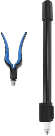 Ground Fishing Rod Holder ABS TPR Rubber Wrapped Pole Bracket Telescope Aluminum Stake Blue Design Bank
