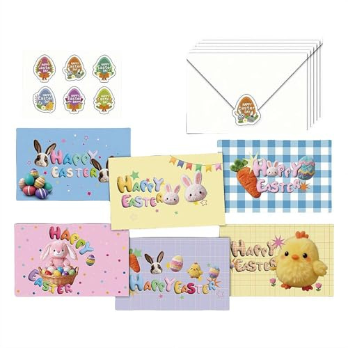 Biglietti di Pasqua con buste Biglietti di auguri di Pasqua Carino Coniglio Carino Carta colorata Uova di coniglio Carta per Scambio di Classe Primavera Compleanno Forniture Apprezzamento dei