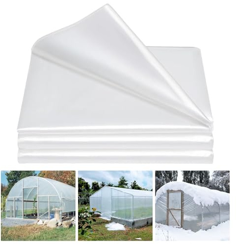 GarveeMore Lámina de polietileno para invernadero, lámina de plástico, resistente al polvo, resistente al desgarro, lámina de plástico, transparente, fuerte, para jardinería, casa de tomates