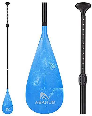 Abahub SUP Paddles - 3 Piece Adjustable Stand up Paddle - Lightweight Oar for Paddleboard, Aluminum Alloy PU Coated Shaft 68 - 84, Black/Blue/Green/Orange/Red/Yellow Plastic Nylon Blade