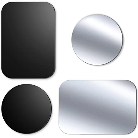 LIUCOLI Metallplatte Handy, Metallplatte für Magnet Handyhalterung 4 Stück - Metallplättchen Fuer Kfz Magnetische Handyhalter, Metall Platte mit Klebefolie für Auto Zubehör, Silber & Schwarz
