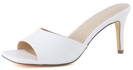 CUSHIONAIRE Evie Kitten Heels for Women – Slip On 3 Inch Heel One Band Womens Slides, IVORY 11