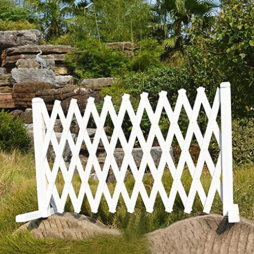 Expanderbart träträdgårdsstaket - träport för husdjur, fristående träträdgårdsstaket, tillfällig bärbar hundstaketpanel, vikbar design och lätt växtskärm (Color : White)