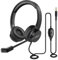 EKSA H12 PC Headset mit Mikrofon, 3,5 mm Business Headset mit Stummschalter & Lautstärkeregler, Klarer Stereosound, PC Kopfhörer mit Kabel für Office/Callcenter/Büro/Skype/Zoom/Teams