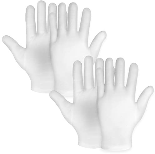 Sibba 2 Pairs Moisturizing Gloves White Cotton Gloves Overnight Bedtime Heal Eczema Sleeping Lotion Hand Spa Treatment Gloves Repair Rough Cracked Dry Chapped Hands Skin
