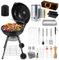 HaSteeL Holzkohle-Kugelgrill-Set, 55,9 cm, 31 Stück, 2-lagig, Grillroste für den Außenbereich, robust, groß, emailliert, Grillzubehör für Camping, Hinterhof, Picknick, Grillspatel
