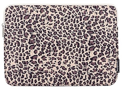 Hixingo Housse Ordinateur Portable 13/14/15 Pouces, Sacoche pour Portable Ordinateur Étanche avec 4 Couches de Protection Sac de Transport PC Compatible (14 Pouces,Léopard Beige)