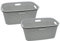 HRB Wäschekorb Plastik Rattan Optik, 40 L Wäsche Box Volumen, Wäschesammler mit 58,5 x 39 x 26 cm Außenmaß, Wäsche Sortierer groß, Aufbewahrungskorb (2, Hellgrau)