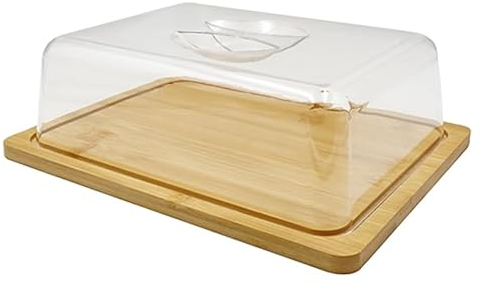 VIRSUS Tagliere in Legno di bambù con Coperchio, Misura 24x18,5x8,5 cm, Vassoio con Maniglia, Piatto da servita per Formaggi, Salumi, Snack, Aperitivo -5998F (Rettangolare)