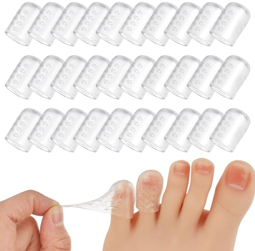 ASTER 30 Stück Silikon Zehenschutz Gel Zehenkappen Atmungsaktiv Kleine Zehenschutz Anti-Reibung Zehenhülsen Weiches Zehenschoner für Blasen Hühneraugen Hammerzehen