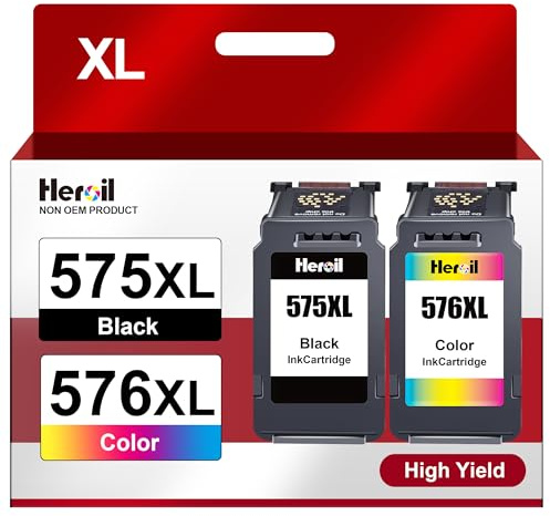 Heroil PG-575XL CL-576XL Tinta 575 y 576 XL Compatible Cartuchos de Tinta para Canon 575 y 576 XL para Canon PIXMA TS3750i TS3550i TR4756i TR4755i TS3551i TS3752i TR4750i（Negro Colour）