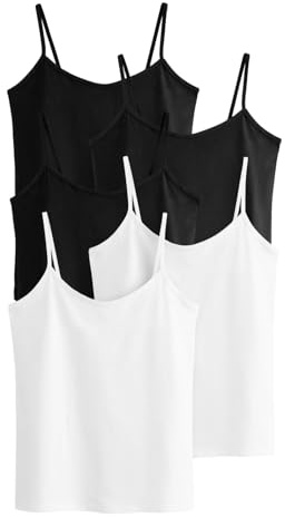 THE SET - Débardeur Femme en Coton à Fines Bretelles - Noir et Blanc (Lot de 5) Blanc/Noir XL