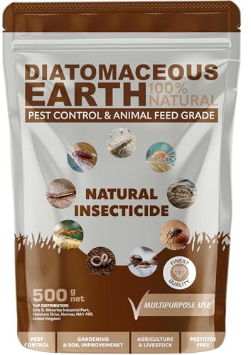 Diatomaceous Earth Powder Duster Pest Control Natural Insecticide Powder Bed Bug Killer, Mites Flea & Tick, Ant Killer, Crawling Insect Solution Non-Toxic DE Feed Grade (500g)