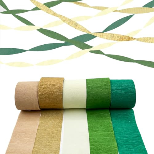5 Rolls Crepe Paper Streamers Streamers Party Decorations Olive Green Khaki Crepe Paper Streamers for Birthday Bridal Shower Holiday Party and Home Decorations