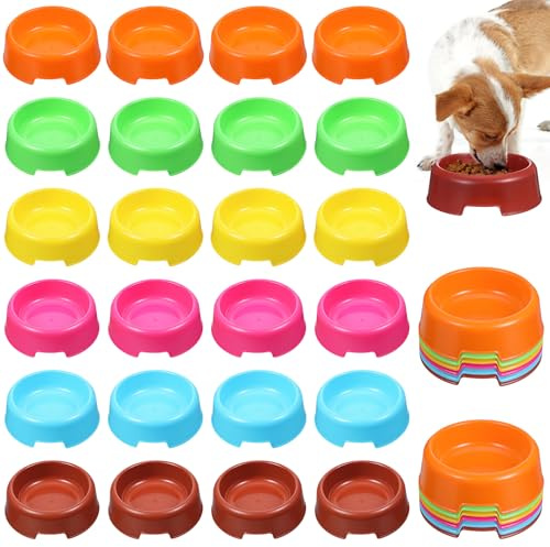36 Pcs Pet Plastic Bowls, Dog Cat Kitten Feeding Food Water Bowls, Puppy Party Supplies Favor Bulk, 6 Colors Reusable Pet Bowl Set