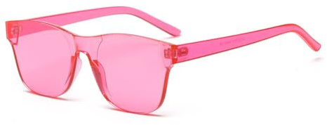 hermaner Gafas de sol sin montura de color caramelo para mujer y hombre, protección UV400, una lente cuadrada, diseño minimalista, gafas de sol dulces para exteriores, fiesta en la calle, música