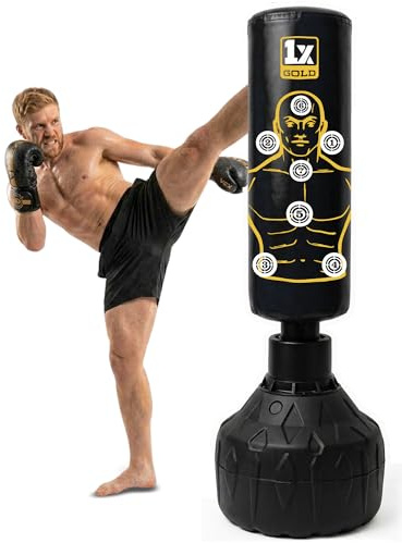 Free Standing Punch Bag-Heavy Duty 5ft 6ft Pedestal Stand Boxing Bag Freestanding for Kickboxing Martial Arts MMA Dummy Muay Thai Home Gym Training Equipment for Men and Women
