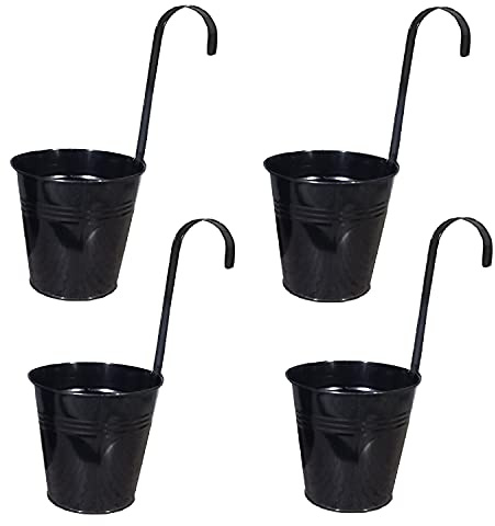 Geschenkestadl Hängetöpfe Ø 16 cm Übertopf Blumentopf 4 Stück (Schwarz)