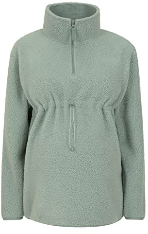 Mountain Warehouse Cosy Maternity Sherpa Half-Zip Fleece - Sherpa Lined Womens Anti-Pill Sweathshirt - For Spring Summer, Outdoors, Holiday, Walking & Hiking Khaki Women's Size 10