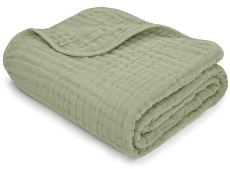 Bekväma ungar baby muslinfilt, linda för nyfödda och småbarn, stort 102 x 102 cm skydd, 6-lagers plyschmjukhet för spädbarn, mottagning eller magtid, present (salvia, baby – muslin)