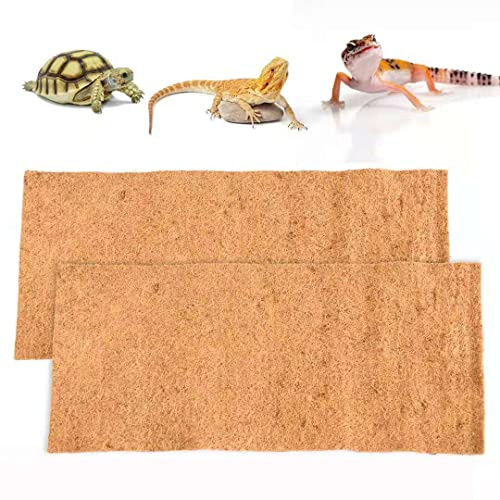 Tortoise Bedding Reptile Carpet Natural Coconut Fiber Mat 36 x 18 Carpet for Bearded Dragon 2 Pack Terrarium Carpet Terrarium Liner for Pet Lizard, Chameleon, Bearded Dragon, Iguana, Tortoise