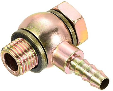 PATIKIL Manguera Lengüeta Montaje Codo 8mm Lengüeta M14x1.5 Macho Rosca, Carbono Acero Tubería Adaptador Conector para Aire Agua Combustible Aceite, Dorado