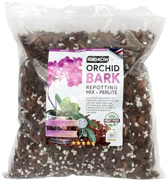 Specialized Orchid Bark Mix with Perlite - Perfect for Orchid Potting and Repotting - Enhances Drainage and Aeration (10L)