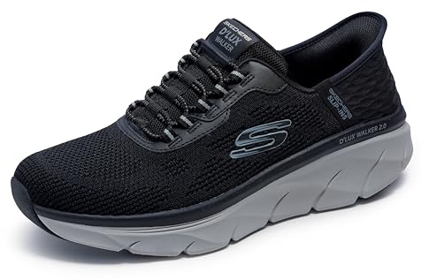 Skechers D Lux Walker 2.0 Rezinate Slip On Runners Mens Black/Gray 7 UK