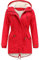 Miaikvs Parka à capuche doublée en polaire pour femme Manteau d'hiver rembourré coupe-vent chaud(Rouge,XL)