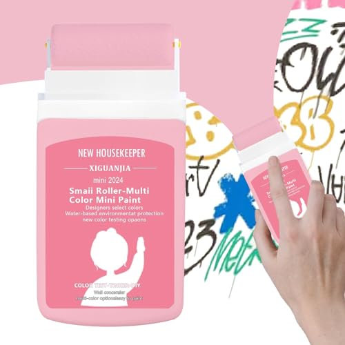 Qaestuan Wandfarbe Ausbessern Rosa, Wandreparatur Rollbürste mit Wandreparaturpaste, Fleckenentferner für Wände und Decken, Schnelles Trocknen Ausbesserungsfarbe für Flecken, Risse, Kratzer, Graffiti