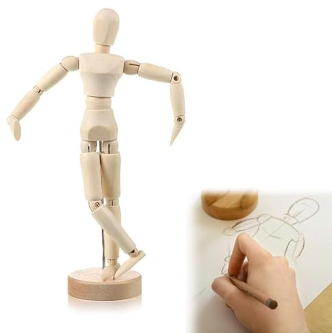 Gliederpuppe, Modellpuppe, Holzpuppe, Zeichenpuppe, Mannequin aus Holz, Schaufensterpuppe aus Holz, Verstellbare Glieder Puppe, für Anfänger, Profis und Künstler