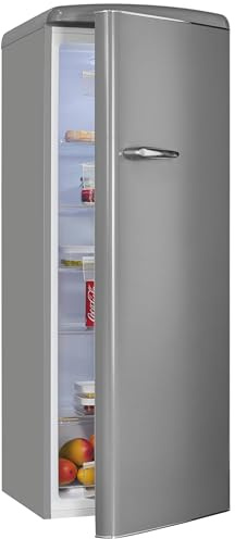 Exquisit Retro-Kühlschrank Grau - 229L Vollraumkühlschrank Ohne Gefrierfach