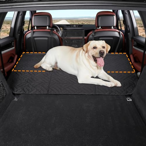 ABE Back Seat Extender for Dogs,Cargo Liner for SUV,Hard Bottom Dog Car Seat Cover for Back Seat,Dog Hammock for Car,Dogs Bed for SUV/Car (Black)