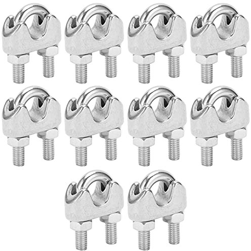 Abrazadera de clip para cuerda, 10 piezas, 5/16 pulgadas, M8, de acero inoxidable, con perno en U para cuerdas, alambres y cables de tienda.