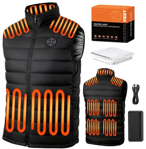 Gilet Riscaldato Uomo Donna, Giubbotto Riscaldato con 20000mAh Batteria Power Bank, giacca riscaldata con 9 zone di riscaldamento per lavoro, sci, pesca, Gilet Riscaldante invernale, regalo di Natale