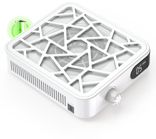 CHRISTINE SHELLY Mini Nail Dust Collector, 500PA Rechargeable Nail Dust Extractor Vacuum Fan with Reusable 30Pcs Filter Papers, Strong Dust Suction Cordless Manicure for Nail Practice DIY Beginner