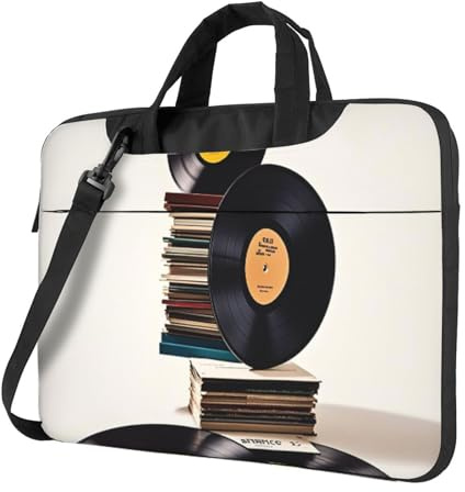 BYPPJGH Vinile Dischi E Nastri Borsa A Tracolla Del Computer Portatile Per Gli Uomini Donne Borsa Messenger Borsa A Tracolla W/Tracolla Impermeabile Del Computer Portatile Del Manicotto, Nero , 15.6