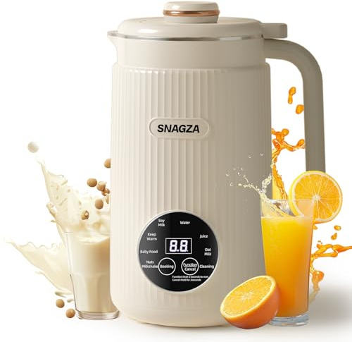 Snagza Nut Milk Maker. 8-In-1 Multifunctional Nut And Milk Maker, 12-Hour Timer/6-Hour Keep-Warm Function, One-Button Self-Cleaning. For Making Almond Milk, Oat Milk, Soy Milk, Smoothies, and Juices.