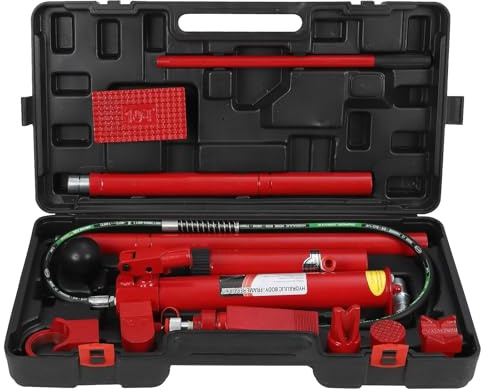 Garvee Kit Porta Power hydraulique Portable – Cric d’Atelier pour carrosserie Auto – Vérin avec Tuyau 1,4 m, réparation, Garage, équipement Lourd – Capacité : 4 tonnes