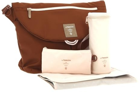 LÄSSIG Baby Wickeltasche inkl. Accessoires/Green Label Manu Messenger Bag rust