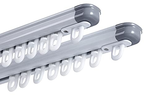 ZSTARR Retractable Curtain Track Measurement-Free 33.5''-59''(2Sets) White