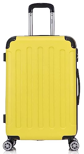 Flexot® Flex-2045 Koffer (16 Farben zur Auswahl) Zwillingsrollen Reisekoffer Trolley Hartschale (L, Hell-Gelb)