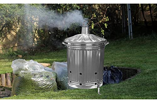 STAR SUPPLIES 60 Litre Strong Extra Large Heavy Duty Galvanised Metal Fire Burning Incinerator Bin With Lid & Handles (1)