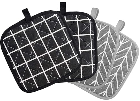 4 er Set Baumwolle Topflappen,Baumwolle Topflappen Handschuh Waschbare zum Kochen Küchenzubehör Grillzubehör (18x18 cm)