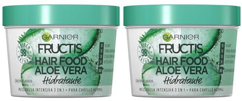 Garnier Fructis Hair Food Mascarilla 3 en 1, Hidratante para Pelo Normal, Aloe, 390 ml (Paquete de 2)