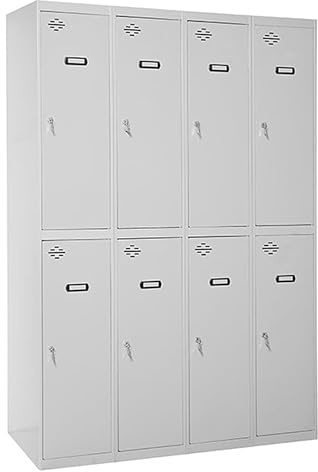 Simon Rack Taquilla Vestuario 2 Puertas 1800x1200x500 mm - Simonlocker | 3 Módulos, Incluye 2 Llaves, Gris, Pintura anticorrosión